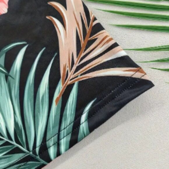 NWOT Plant Print Elastic Trim Tube Top MEDIUM Sleeveless Summer Strapless Top - Picture 3 of 4